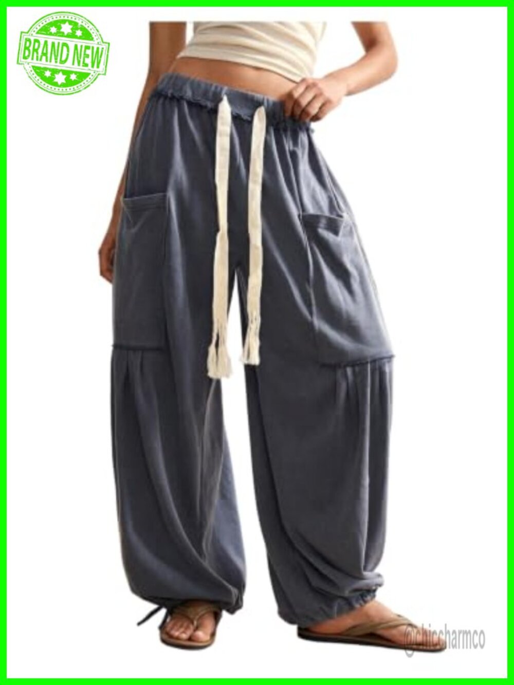 Women's Baggy Boho Harem Pants Wide Leg Sweatpants with Pockets